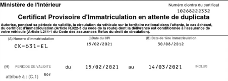 fiche didentification du vehicule